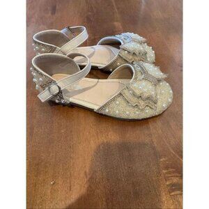 Girls dressy shoes, size one formal Pearl glitter
